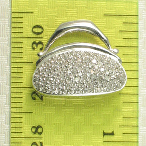 14k Solid White Gold Diamond Open Heart Pendant Necklace