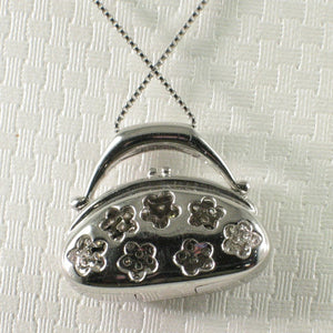 14k Solid White Gold Diamond Open Heart Pendant Necklace