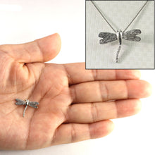 Load image into Gallery viewer, 14k Solid White Gold Dragonflies Diamond Pendant Necklace