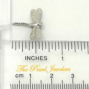 14k Solid White Gold Dragonflies Diamond Pendant Necklace