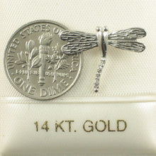 Load image into Gallery viewer, 14k Solid White Gold Dragonflies Diamond Pendant Necklace