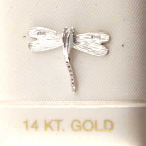 14k Solid White Gold Dragonflies Diamond Pendant Necklace