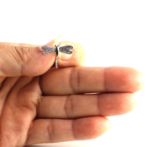 14k Solid White Gold Dragonflies Diamond Pendant Necklace