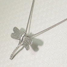 Load image into Gallery viewer, 14k Solid White Gold Dragonflies Diamond Pendant Necklace
