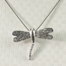 Load image into Gallery viewer, 14k Solid White Gold Dragonflies Diamond Pendant Necklace