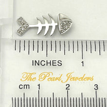 Load image into Gallery viewer, 14k Solid White Gold Fish Skeleton Diamond Pendant Necklace
