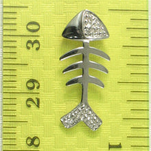 Load image into Gallery viewer, 14k Solid White Gold Fish Skeleton Diamond Pendant Necklace