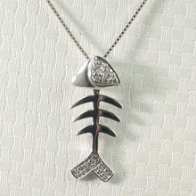 Load image into Gallery viewer, 14k Solid White Gold Fish Skeleton Diamond Pendant Necklace