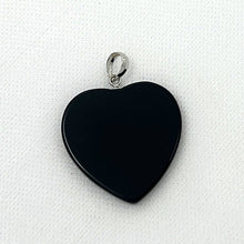 Load image into Gallery viewer, 14k Solid White Gold Flat Plane Love Heart Black Onyx Pendant