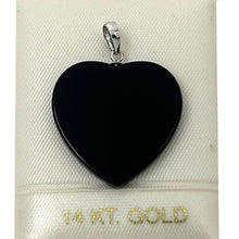 Load image into Gallery viewer, 14k Solid White Gold Flat Plane Love Heart Black Onyx Pendant
