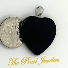 Load image into Gallery viewer, 14k Solid White Gold Flat Plane Love Heart Black Onyx Pendant