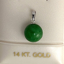 Load image into Gallery viewer, 14k Solid White Gold Green Jade Pendant Necklace