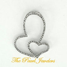 Load image into Gallery viewer, 14k Solid White Gold Heart in Heart Diamond Pendant Necklace