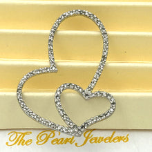Load image into Gallery viewer, 14k Solid White Gold Heart in Heart Diamond Pendant Necklace