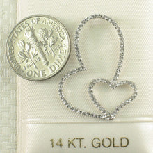 Load image into Gallery viewer, 14k Solid White Gold Heart in Heart Diamond Pendant Necklace