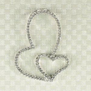 14k Solid White Gold Heart in Heart Diamond Pendant Necklace