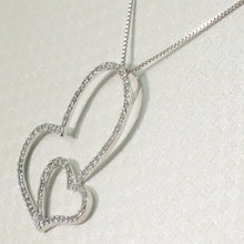 Load image into Gallery viewer, 14k Solid White Gold Heart in Heart Diamond Pendant Necklace