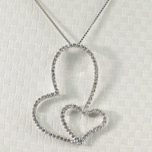 Load image into Gallery viewer, 14k Solid White Gold Heart in Heart Diamond Pendant Necklace