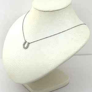 14K Solid White Gold Horseshoe Diamond Necklace