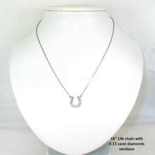 Load image into Gallery viewer, 14K Solid White Gold Horseshoe Diamond Necklace