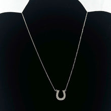 Load image into Gallery viewer, 14K Solid White Gold Horseshoe Diamond Necklace