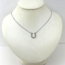 Load image into Gallery viewer, 14K Solid White Gold Horseshoe Diamond Necklace
