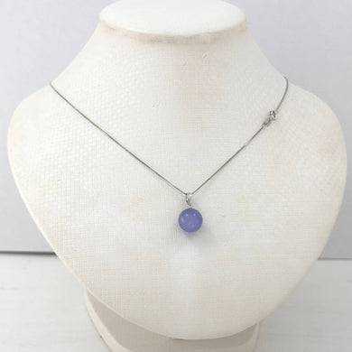 14k Solid White Gold Lavender Round Bead Jade Pendant