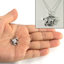 Load image into Gallery viewer, 14k Solid White Gold Marine Fish Diamond Pendant Necklace