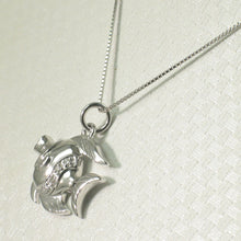 Load image into Gallery viewer, 14k Solid White Gold Marine Fish Diamond Pendant Necklace