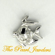 Load image into Gallery viewer, 14k Solid White Gold Marine Fish Diamond Pendant Necklace