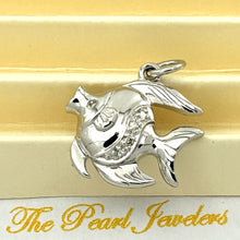 Load image into Gallery viewer, 14k Solid White Gold Marine Fish Diamond Pendant Necklace