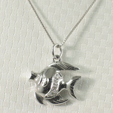 Load image into Gallery viewer, 14k Solid White Gold Marine Fish Diamond Pendant Necklace