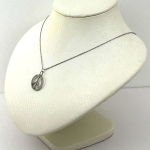 14K Solid White Gold Peace Sign Diamond Necklace