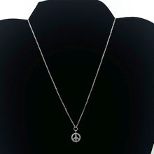 Load image into Gallery viewer, 14K Solid White Gold Peace Sign Mini Diamond Necklace