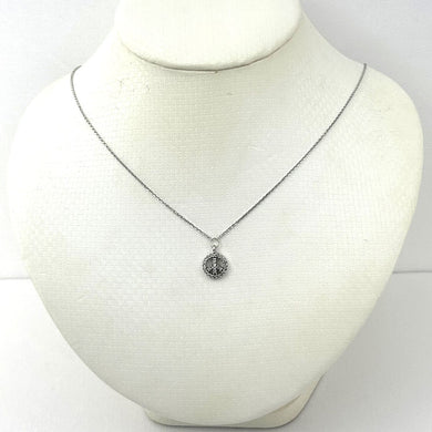 14K Solid White Gold Peace Sign Mini Diamond Necklace