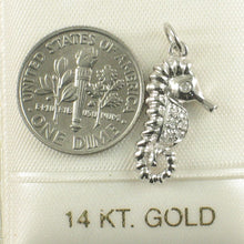 Load image into Gallery viewer, 14k Solid White Gold Seahorse Diamond Pendant