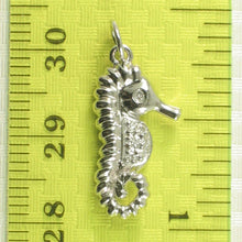 Load image into Gallery viewer, 14k Solid White Gold Seahorse Diamond Pendant