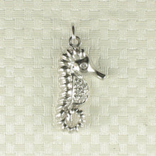 Load image into Gallery viewer, 14k Solid White Gold Seahorse Diamond Pendant