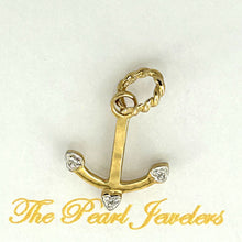 Load image into Gallery viewer, 14k Solid Yellow Gold Anchor Diamond Pendant Necklace