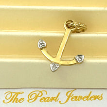 Load image into Gallery viewer, 14k Solid Yellow Gold Anchor Diamond Pendant Necklace