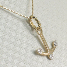 Load image into Gallery viewer, 14k Solid Yellow Gold Anchor Diamond Pendant Necklace