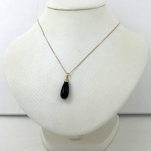 14k Solid Yellow Gold Black Onyx Pendant Necklace
