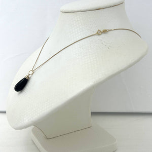 14k Solid Yellow Gold Black Onyx Pendant Necklace