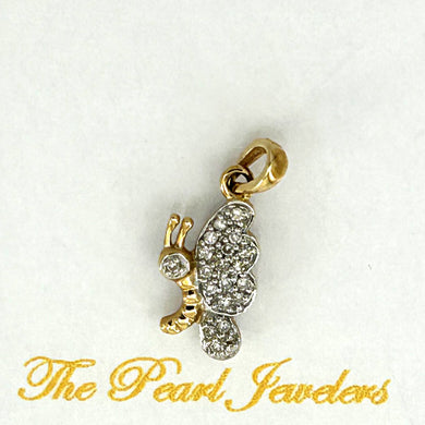 14k Solid Yellow Gold Butterfly Diamond Pendant