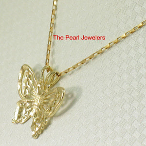 14K Solid Yellow Gold Butterfly Pendant Charm