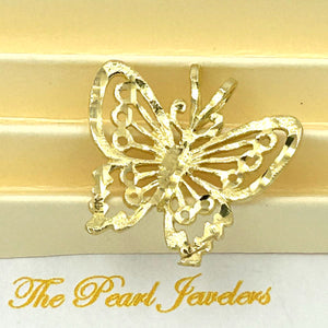14K Solid Yellow Gold Butterfly Pendant Charm