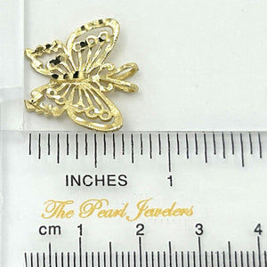 14K Solid Yellow Gold Butterfly Pendant Charm