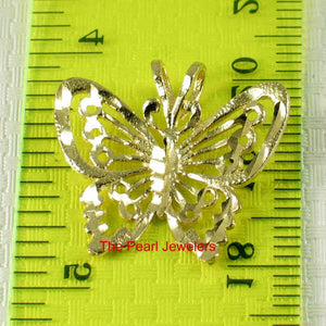 14K Solid Yellow Gold Butterfly Pendant Charm