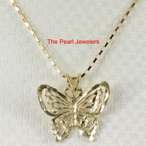 14K Solid Yellow Gold Butterfly Pendant Charm