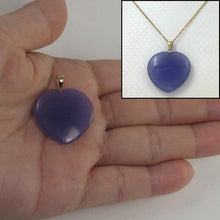 Load image into Gallery viewer, 14k Solid Yellow Gold Cabochon Heart Shaped Lavender Jade Pendant